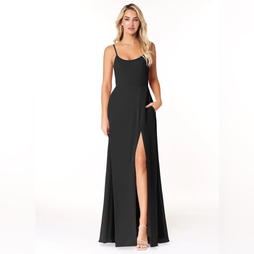 Azazie Moira Black Chiffon - A2